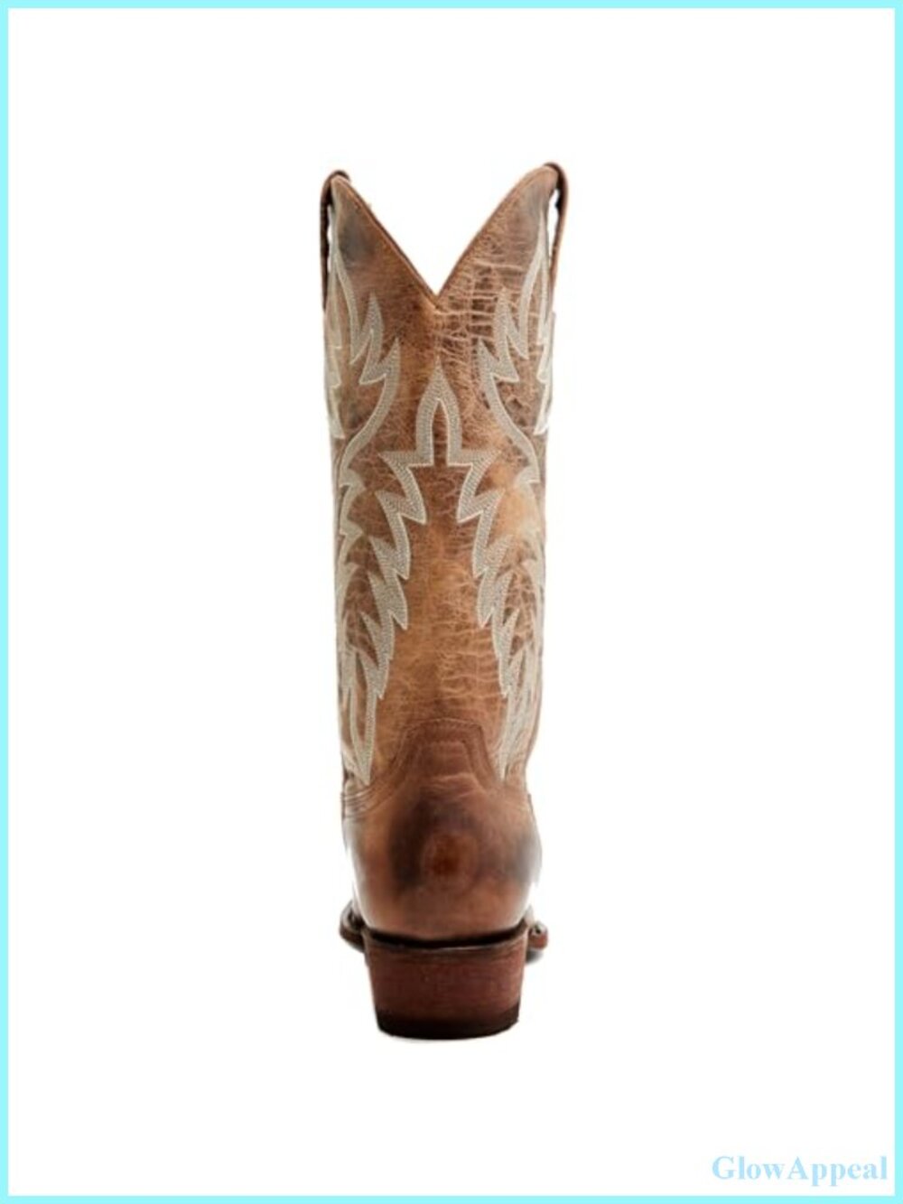 Faux Leather Cowboy Boots Embroidered Chunky Heel Mid Calf Pull On - Picture 6 of 6